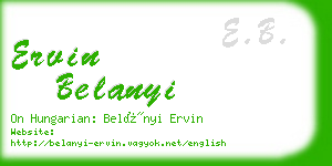 ervin belanyi business card